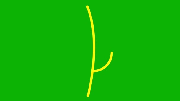 生动活泼的黄叶 植物的图标 符号是逐渐画出来的 有机食品的概念 农艺学 在绿色背景上孤立的向量图 — 图库视频影像