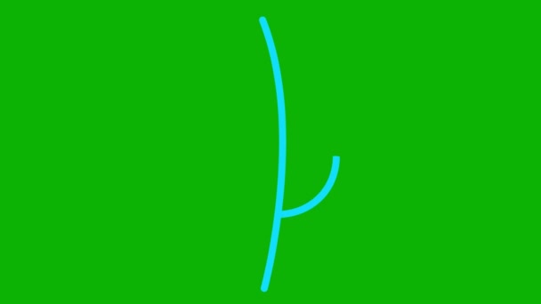 生动活泼的蓝色叶子 植物的图标 符号是逐渐画出来的 有机食品的概念 农艺学 在绿色背景上孤立的向量图 — 图库视频影像
