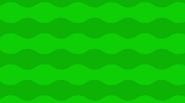 Animasyon yeşil dalga arka planı. Döngülü video. Dekoratif dalgalar yavaş yavaş hareket eder. Düz desen. Vektör illüstrasyonu.