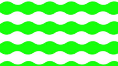 Canlandırılmış beyaz dalga arka planı. Döngülü video. Dekoratif dalgalar yavaş yavaş hareket eder. Düz desen. Yeşil arkaplanda izole edilmiş vektör illüstrasyonu.