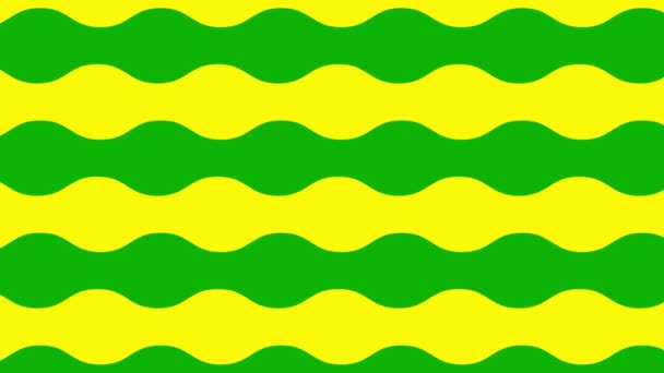 アニメーションされた黄色い波の背景 ループされたビデオ 装飾的な波は徐々に動いている フラットパターン 緑色の背景に単離されたベクトルイラスト — ストック動画