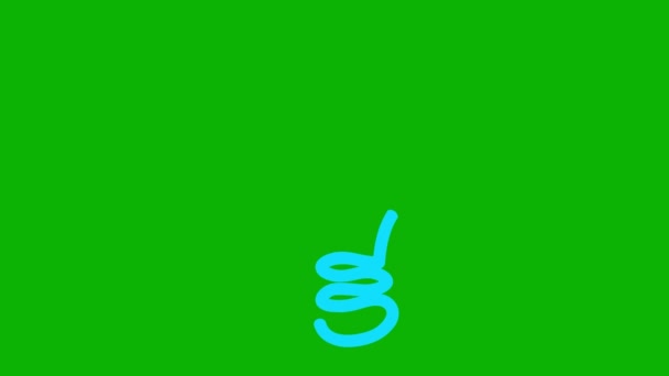 電球の青いアイコンをアニメーションしました アイデアとクリエイティブの概念 シンボルは徐々に描かれている ループされたビデオ 緑の背景に単離された線ベクトルイラスト — ストック動画
