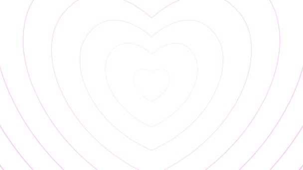 Corações Rosa Crescentes Animados Aparecem Centro Antecedentes Símbolo Linear Vídeo — Vídeo de Stock
