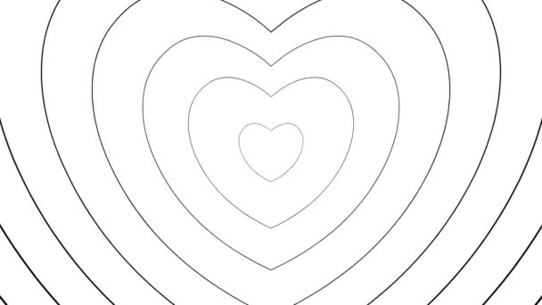 Центру Являються Анімовані Чорні Серця Тло Лінійного Символу Відео Петлею — стокове відео