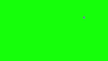 Merkezden uçan kağıt uçağın animasyon pembe mavi ikonu. Düz sembol. Uçak yolculuğu, iş, özgürlük kavramı. Döngülü video. Yeşil arkaplanda izole edilmiş vektör illüstrasyonu.