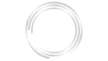 Animasyon gümüş dairesel çerçeve dönüşleri. Doğrusal sembol dönüyor. Uzayı metin için kopyala. Vektör illüstrasyonu beyaz arkaplanda izole edildi.