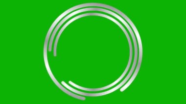Animasyon gümüş dairesel çerçeve dönüşleri. Doğrusal sembol dönüyor. Uzayı metin için kopyala. Vektör illüstrasyonu yeşil arkaplanda izole edildi.