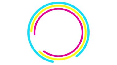 Renkli renkli dairesel çerçeve dönüşleri. Doğrusal sembol dönüyor. Uzayı metin için kopyala. Vektör illüstrasyonu beyaz arkaplanda izole edildi.