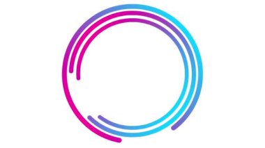 Animasyon pembe dairesel çerçeve dönüşleri. Doğrusal sembol dönüyor. Uzayı metin için kopyala. Vektör illüstrasyonu beyaz arkaplanda izole edildi.