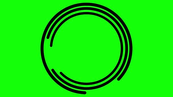 动画黑色圆形框架旋转 线性符号旋转 复制文本的空间 在绿色背景上孤立的向量图 — 图库视频影像