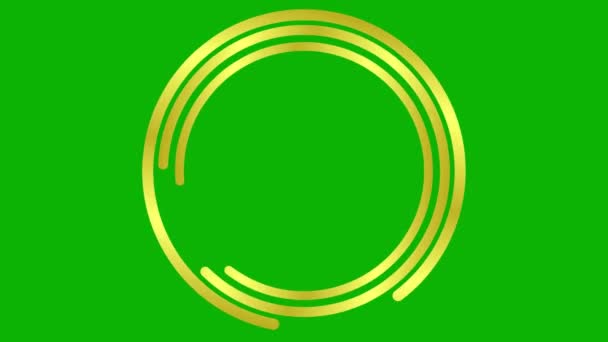 Animovaný Zlatý Kruhový Snímek Otáčí Lineární Symbol Otáčí Kopírovat Prostor — Stock video