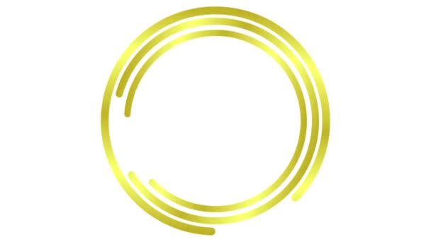 Animated golden circular frame spins. Linear symbol rotates. Copy space for text. Vector illustration isolated on white background.