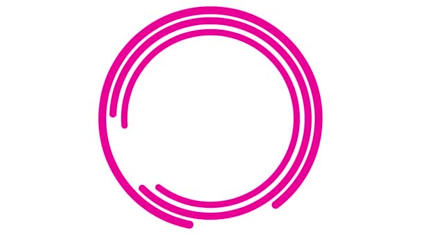 Animowana Magenta Okrągła Ramka Obraca Się Liniowy Różowy Symbol Obraca — Wideo stockowe