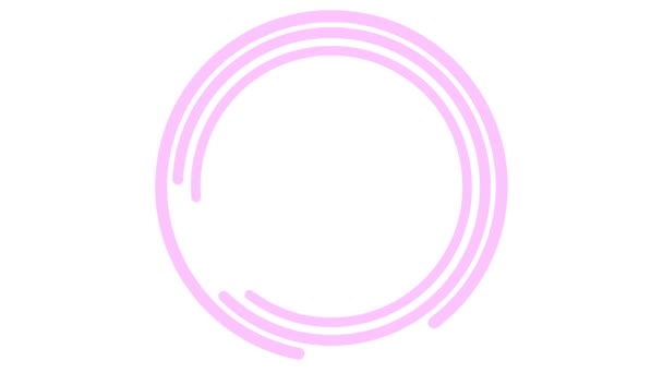 Marco Circular Rosa Animado Gira Símbolo Lineal Gira Copia Espacio — Vídeos de Stock