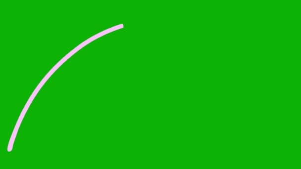 矢印のアニメーション線形シンボルが描画されます 右手にピンクの矢印ポイントを描いた 緑の背景に独立したベクトル図 — ストック動画