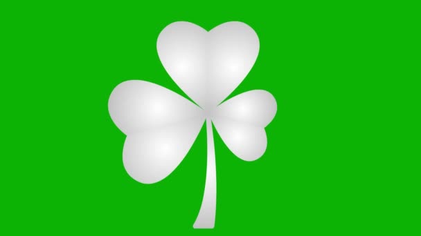 Simbolo Argento Animato Foglia Trifoglio Icona Della Pianta Irlandese Concetto — Video Stock