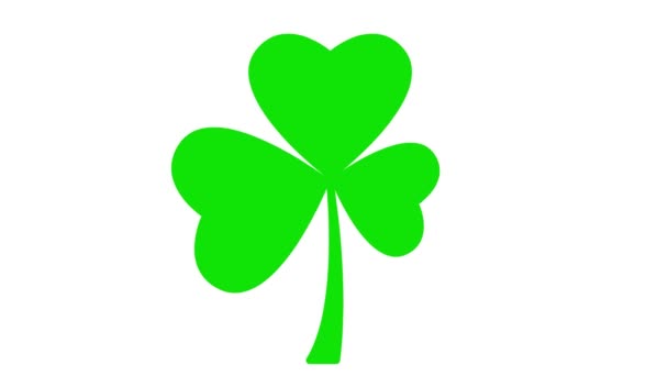 Animowany Zielony Symbol Liścia Koniczyny Ikona Irlandzkiej Rośliny Koncepcja Dnia — Wideo stockowe