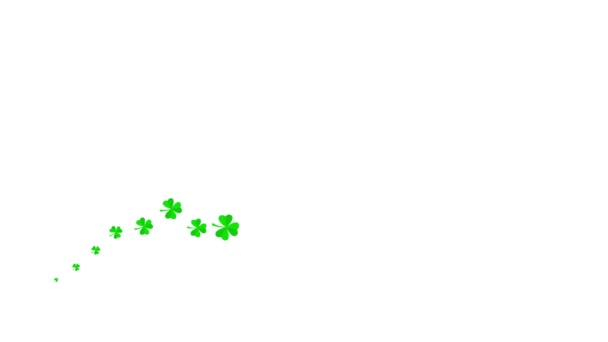 Animowany Zielony Symbol Liścia Koniczyny Ikona Irlandzkiej Rośliny Latać Lewej — Wideo stockowe