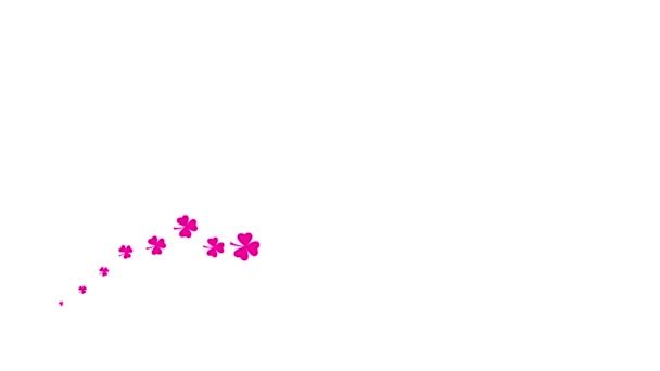 Animowany Symbol Magenta Liścia Koniczyny Różowa Ikona Irlandzkiej Rośliny Latać — Wideo stockowe