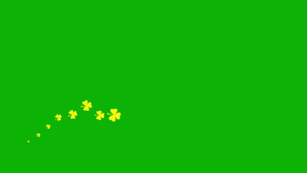 Живой Желтый Символ Листа Клевера Икона Ришского Растения Летит Слева — стоковое видео