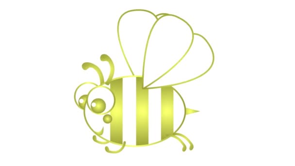 Анимированная Золотая Смешная Пчела Счастливая Пчела Летает Зацикленное Видео Плоская — стоковое видео