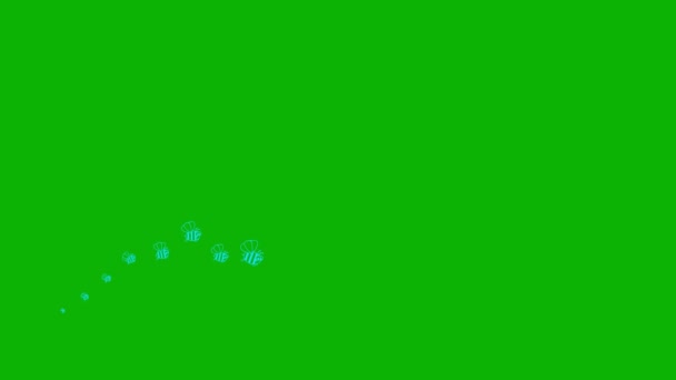 Анімований Смішний Синій Символ Літаючих Бджіл Хвиля Комах Ікони Бджіл — стокове відео