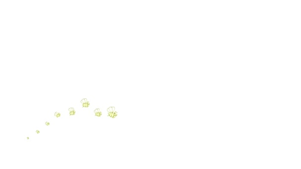 生动有趣的金黄色象征飞蜂 一波波昆虫蜜蜂的图标从左向右飞 循环视频 白色背景上孤立的平面矢量图 — 图库视频影像