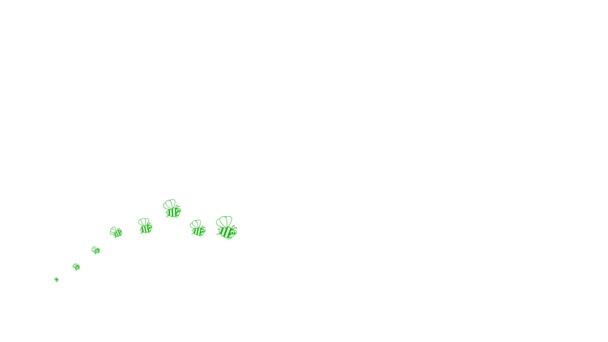 Divertente Simbolo Verde Animato Delle Api Volanti Ondata Insetti Icone — Video Stock