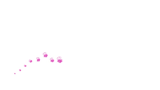 Смешной Пурпурный Символ Летающих Пчёл Розовая Волна Насекомых Иконы Пчелы — стоковое видео