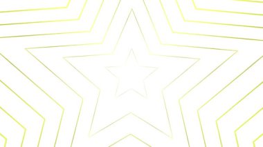 Merkezden yükselen hareketli altın yıldızlar beliriyor. Doğrusal sembolün arka planı. Döngülü video. Vektör illüstrasyonu beyaz arkaplanda izole edildi.