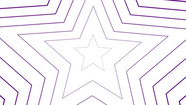Центра Появляются Анимированные Увеличивающиеся Фиолетовые Звезды Фон Линейного Символа Зацикленное — стоковое видео