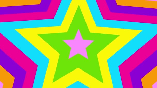 Centrum Pojawiają Się Animowane Rosnące Kolorowe Gwiazdy Tło Wielokolorowym Symbolem — Wideo stockowe