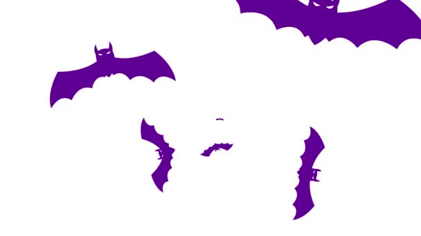 Los Murciélagos Violeta Animados Vuelan Desde Centro Pantalla Vídeo Bucle — Vídeo de stock
