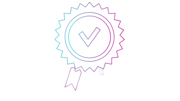 Geanimeerd Roze Blauw Lineair Symbool Van Het Keurmerk Kwaliteitsteken Goedgekeurd — Stockvideo