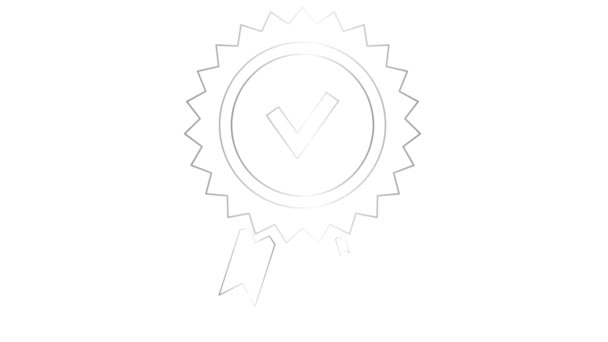 Линейный Символ Качества Анимированного Серебра Знак Качества Утвержденная Сертифицированная Строка — стоковое видео