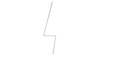 Animasyon pembe, yıldırımın mavi sembolü. Güç çizgi enerji simgesi. Elektrik flaşı. İşaret yavaş yavaş çizilir. Vektör illüstrasyonu beyaz arkaplanda izole edildi.