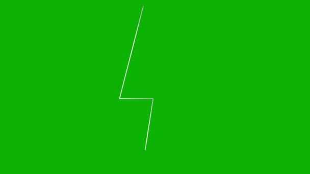 光のアニメーションリニアシルバーシンボル パワーのラインエネルギーアイコン 電気フラッシュ サインは徐々に描かれます 緑色の背景に分離されたベクトルイラスト — ストック動画