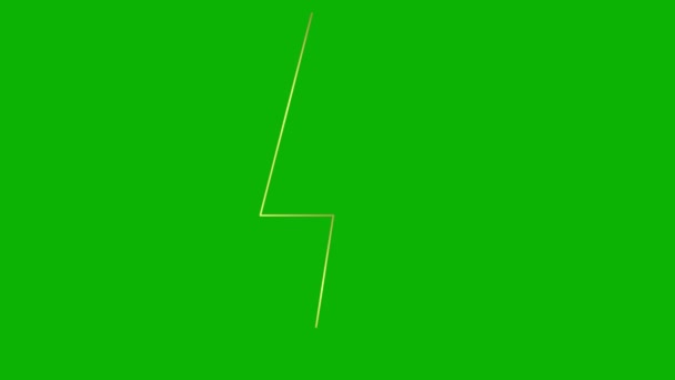 光のアニメーションリニアゴールデンシンボル パワーのラインエネルギーアイコン 電気フラッシュ サインは徐々に描かれます 緑色の背景に分離されたベクトルイラスト — ストック動画