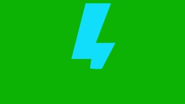 Şimşeğin mavi sembolü. Gücün enerji simgesi. Elektrik flaşı. Vektör illüstrasyonu yeşil arkaplanda izole edildi.