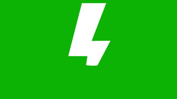 有生命的白色闪电象征 能量图标的力量 电闪光 在绿色背景上孤立的向量图 — 图库视频影像