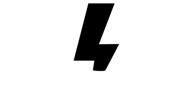 ライトニングの黒いシンボル パワーのエネルギーアイコン 電気フラッシュ 白い背景に隔離されたベクトルイラスト — ストック動画