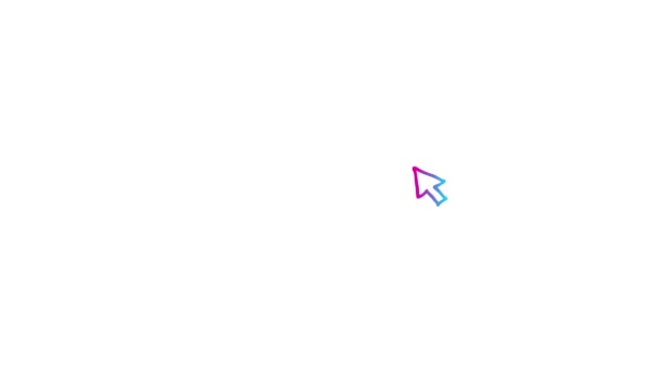 鼠标光标的动画粉色蓝色符号 箭头移动并点击 素描风格的图标 在白色背景上孤立的手绘矢量图 — 图库视频影像