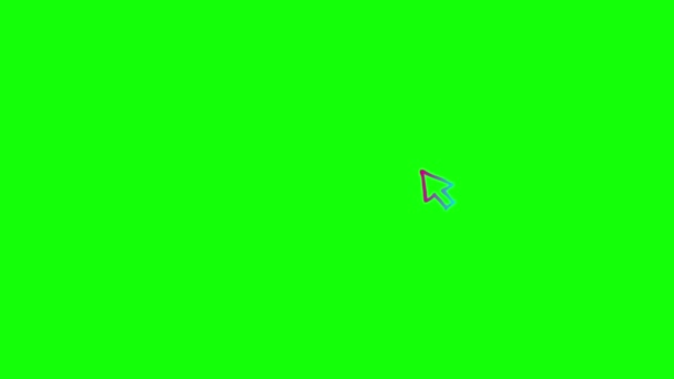 マウスカーソルのアニメーションピンクブルーシンボル アローが移動してクリックします スケッチスタイルのアイコン 手描きベクターイラストを緑色の背景に分離 — ストック動画