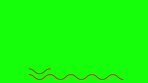 波と島の2本のヤシの木のアニメーションリニアアイコン 赤いシンボルが徐々に描かれている 休暇の概念 緑色の背景に分離されたベクトルイラスト — ストック動画