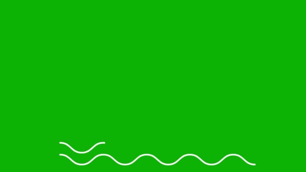 波と島の2本のヤシの木のアニメーションリニアアイコン 白いシンボルが徐々に描かれている 休暇の概念 緑色の背景に分離されたベクトルイラスト — ストック動画