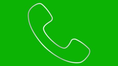 Telefonun canlandırılmış gümüş doğrusal simgesi. Telefonun sembolü. İletişim kavramı, destek. Döngülü video. Vektör illüstrasyonu yeşil arkaplanda izole edildi.