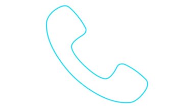 Telefonun animasyon mavi doğrusal simgesi. Telefonun sembolü. İletişim kavramı, destek. Döngülü video. Vektör illüstrasyonu beyaz arkaplanda izole edildi.