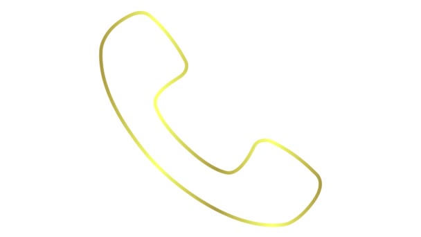 Animowana Złota Liniowa Ikona Telefonu Symbol Słuchawki Koncepcja Komunikacji Wsparcie — Wideo stockowe