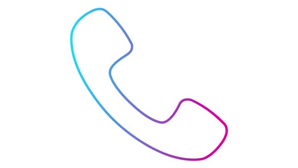 携帯電話のピンクの青い線形アイコンをアニメーション化しました ハンドセットのシンボル コミュニケーションの概念 サポート ループされたビデオ 白い背景に隔離されたベクトルイラスト — ストック動画