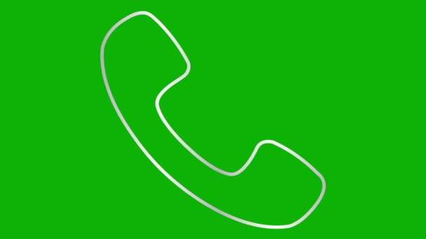 携帯電話のアニメーションシルバーリニアアイコン ハンドセットのシンボル コミュニケーションの概念 サポート ループされたビデオ 緑色の背景に分離されたベクトルイラスト — ストック動画